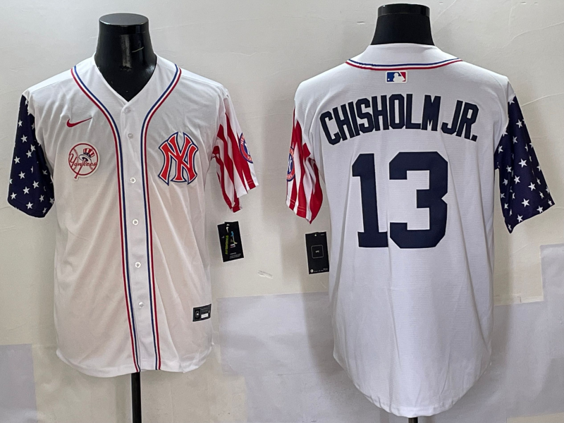 Men 2025  MLB New York Yankees #13 Chisholm Jr white jersey style 32